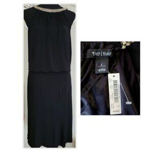 White House Black Market Black Beaded Dress NWT Large